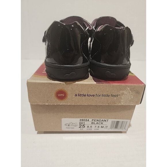 UMI girls size 8.5 black leather lining mary jane Shoes hook loop close toddler - Picture 5 of 7